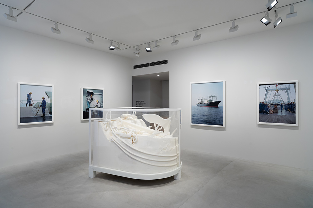 Installation view of Matthew Barney, Carolee Schneemann, Kazuo Shiraga, Min Tanaka at Fergus McCaffrey Tokyo, October 2020. All Artworks © Artists; Photo by Ryuichi Maruo