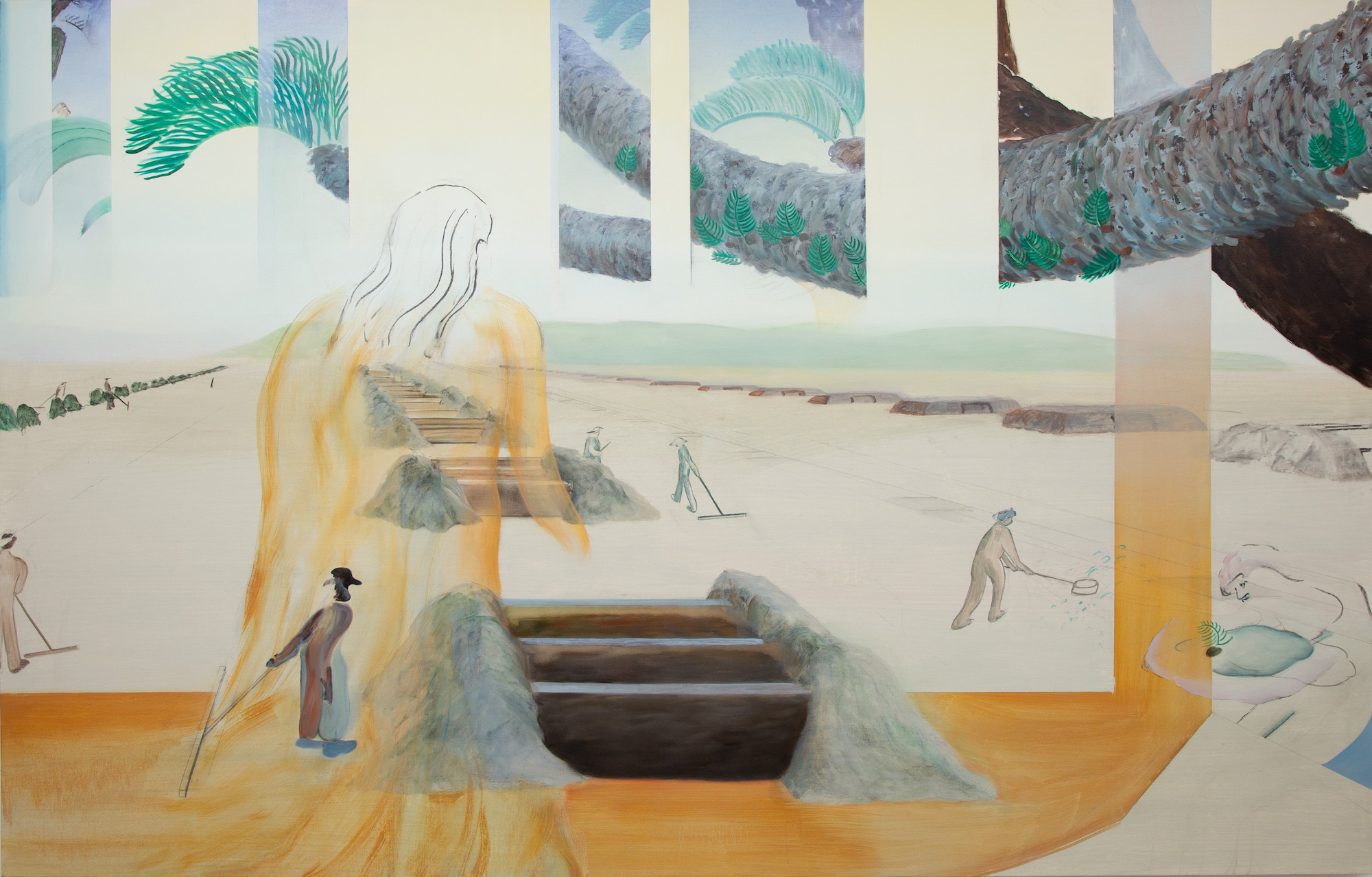 Hiroka Yamashita, 真昼の塩田 Midday Saltpan, 2021 Acrylic and oil on canvas, 145.5x227.3cm ©THE CLUB