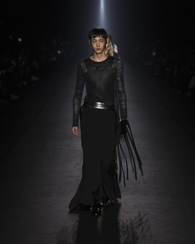 Model on the catwalk at the Ann Demeulemeester fashion show in Paris, Spring Summer 2024 Ready To Wear Fashion Week,

Photo by Valerio Mezzanotti