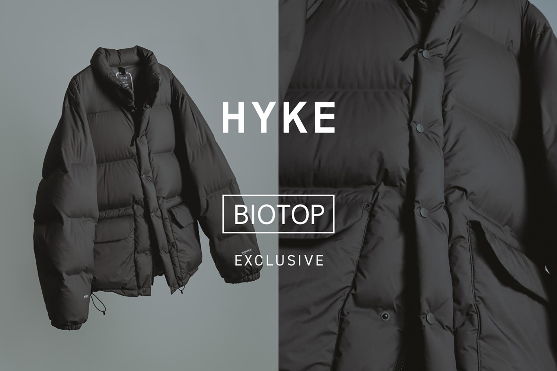 クラシックな佇まいに現代的な機能美を重ねた一着。HYKE for BIOTOP 